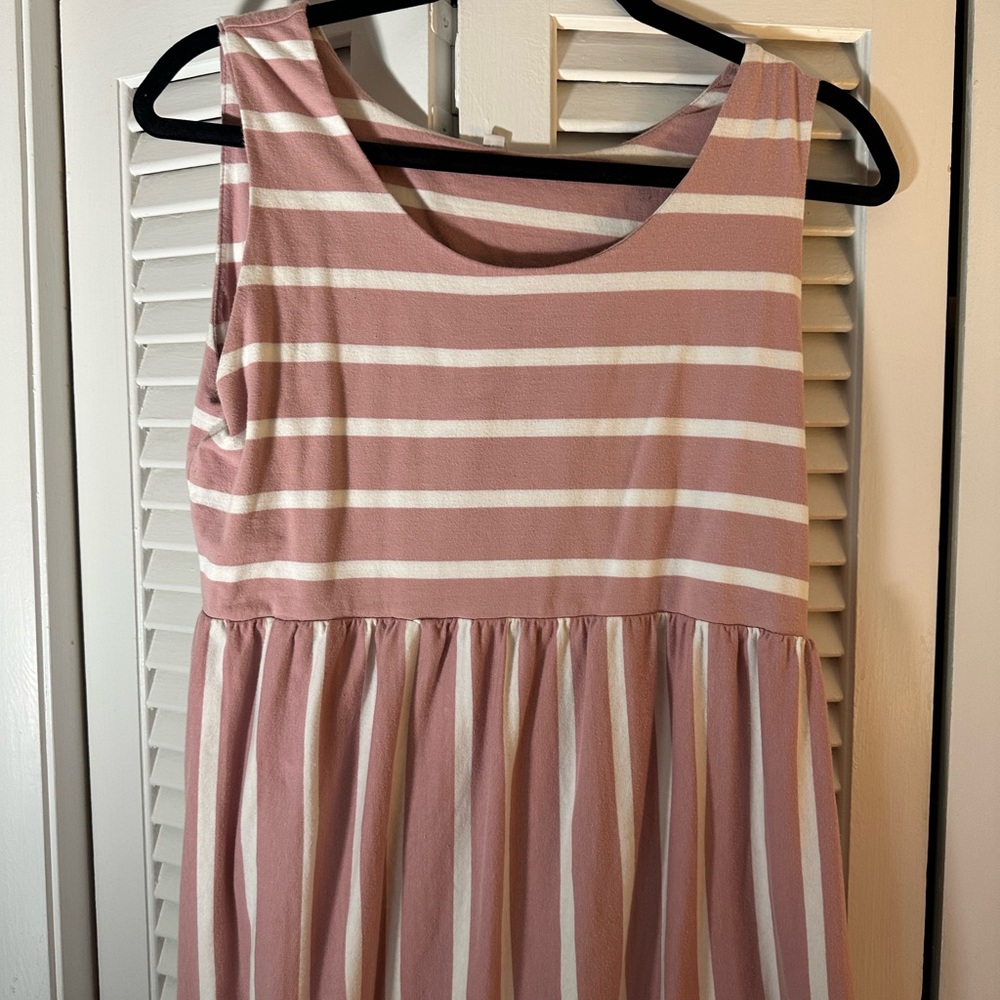 Amazon Women's Pink and White Striped Casual Dress - Picture 3 of 5